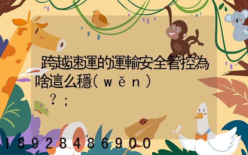 跨越速運的運輸安全管控為啥這么穩(wěn)？